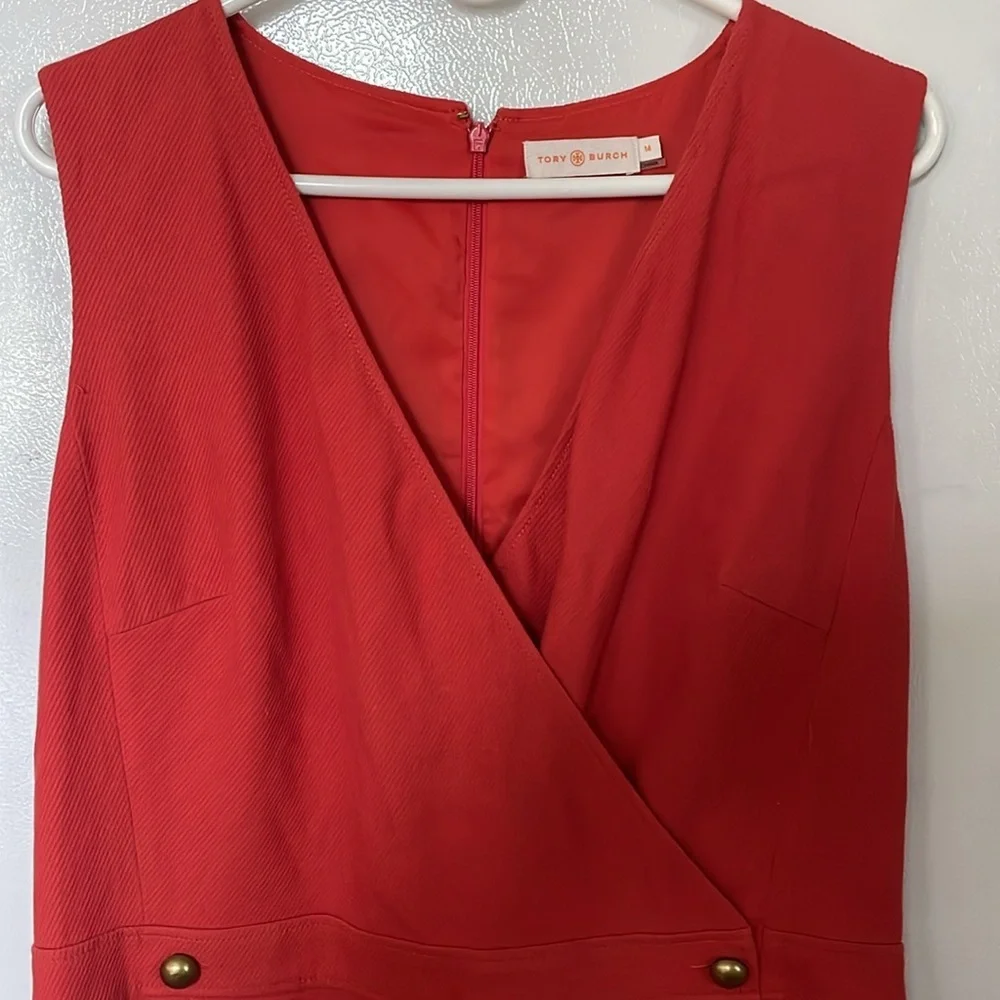 Tory Burch Size 14 Burnt Orange Gorgeous Dress Gold Accent Buttons Pockets Lined
